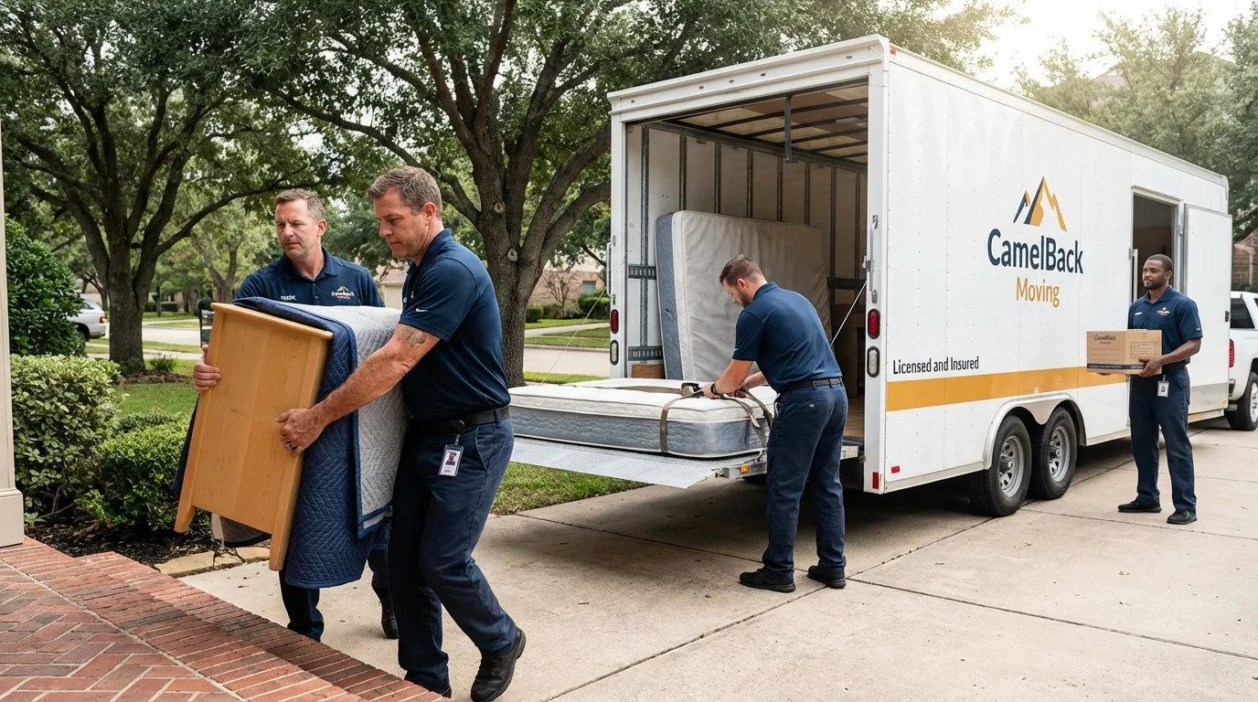 Crew loading residential truck for cross-state move from Middlesex, NJ