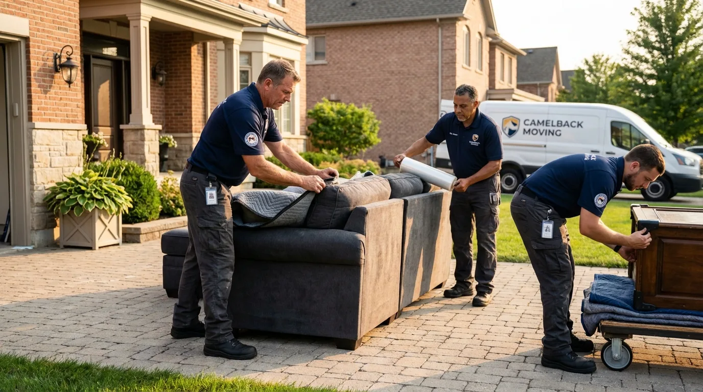 Large estate moving crew wrapping furniture in Middlesex, NJ